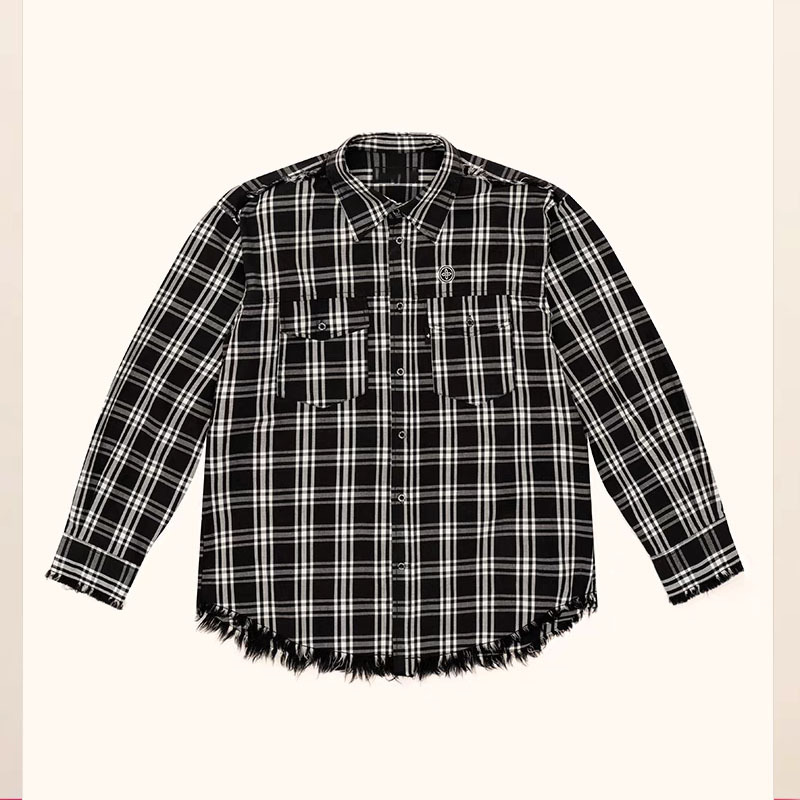 SMFK学院田字格纹工装衬衫格子纯棉长袖休闲衬衣外搭女春新款详情5