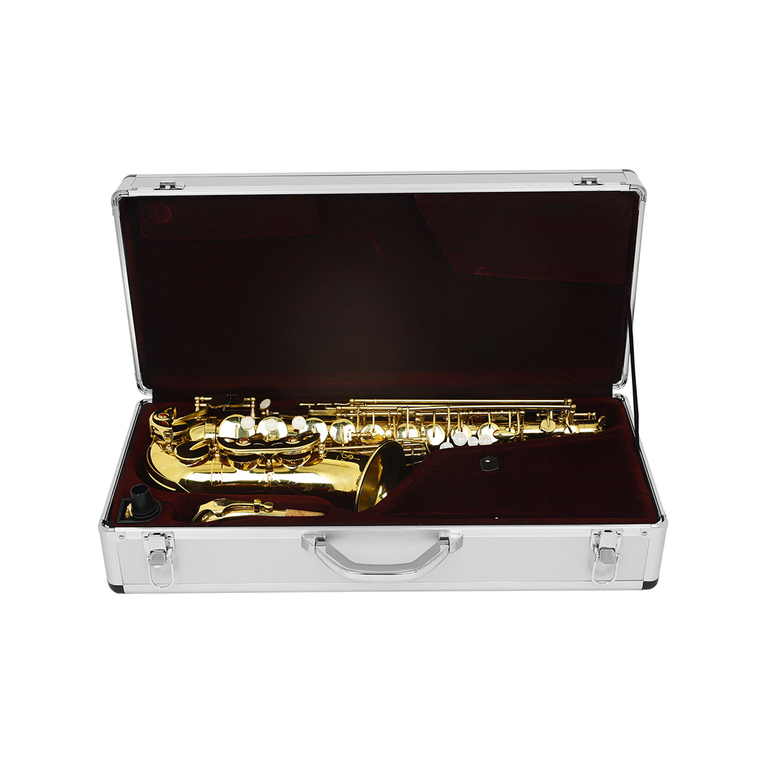 Alto Alto saxophone for export, aluminum alloy case, E-flat key, brass tube body, white shell gold saxophone instrument pic 4