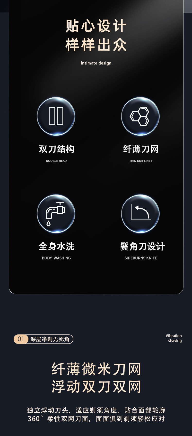 新款全自动智能剃须刀电动胡须刀便携式多功能男士刮胡刀详情3