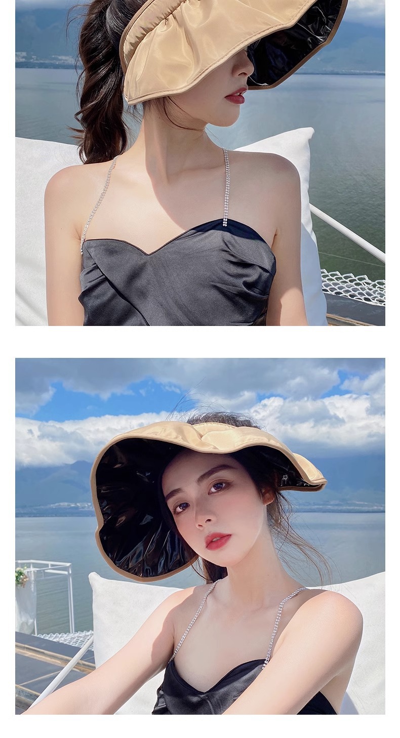 【包邮】5色可选黑胶贝壳帽女士户外空顶太阳帽防紫外线防晒帽子详情11