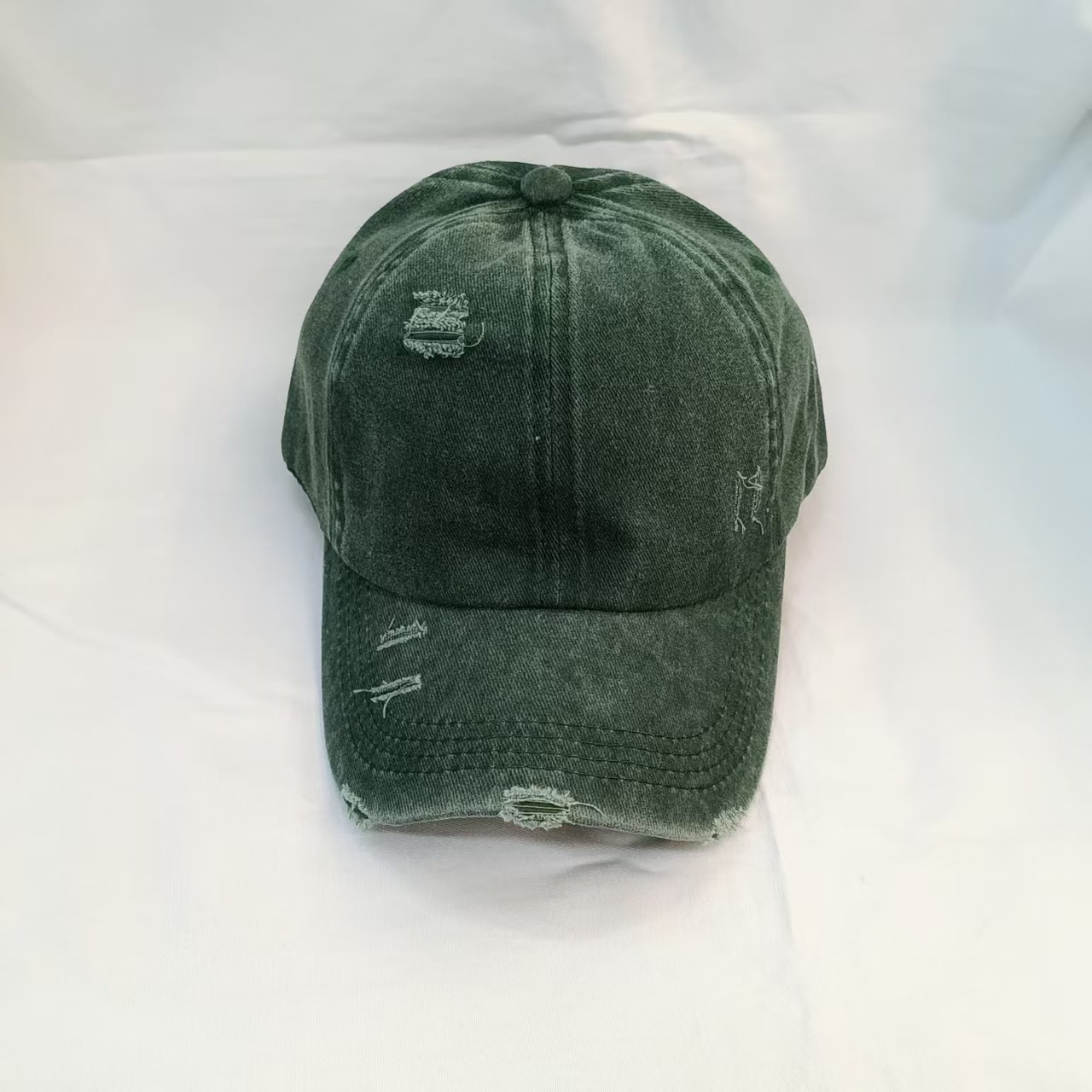 新款水洗破洞交叉高马尾帽子男女潮百搭棒球帽春夏秋软顶鸭舌外贸详情9