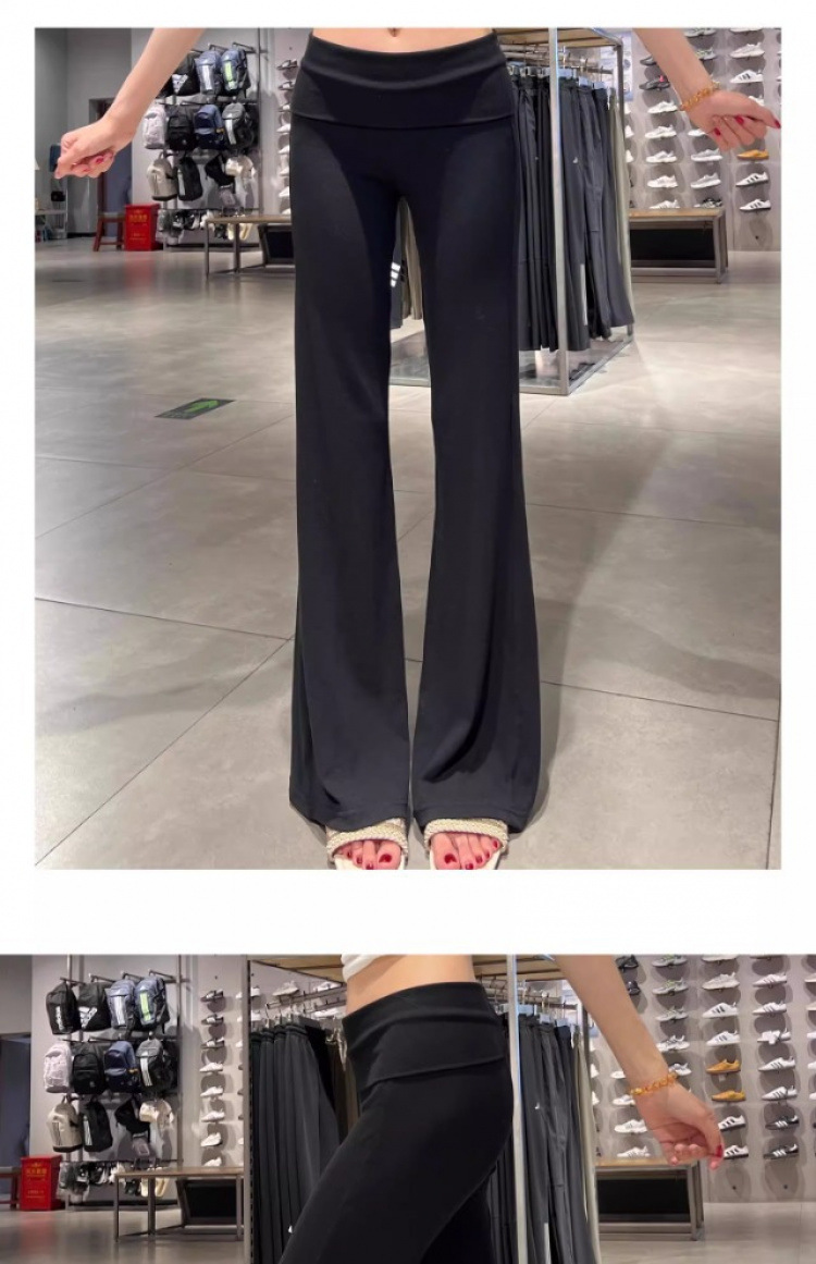 灰色翻腰微喇叭裤女夏季薄款垂感裸感云朵裤小个子显瘦休闲运动裤详情17