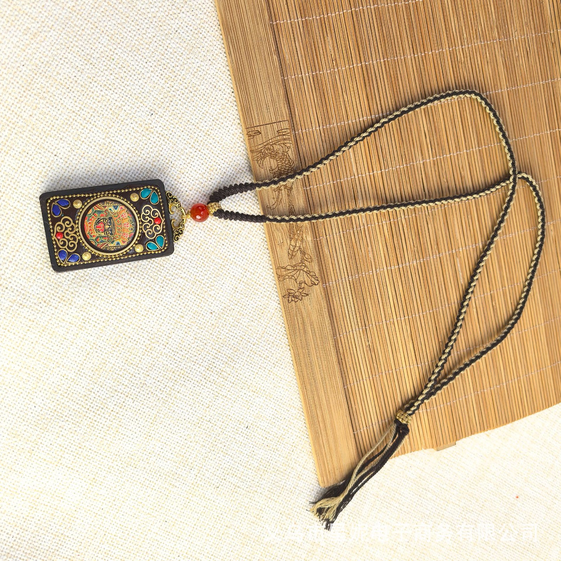 Nepalese Thangka pendant for men, green Tara Manjusri Bodhisattva, esandalwood Buddha amulet, retro necklace, sweater chain pendant for women pic 29