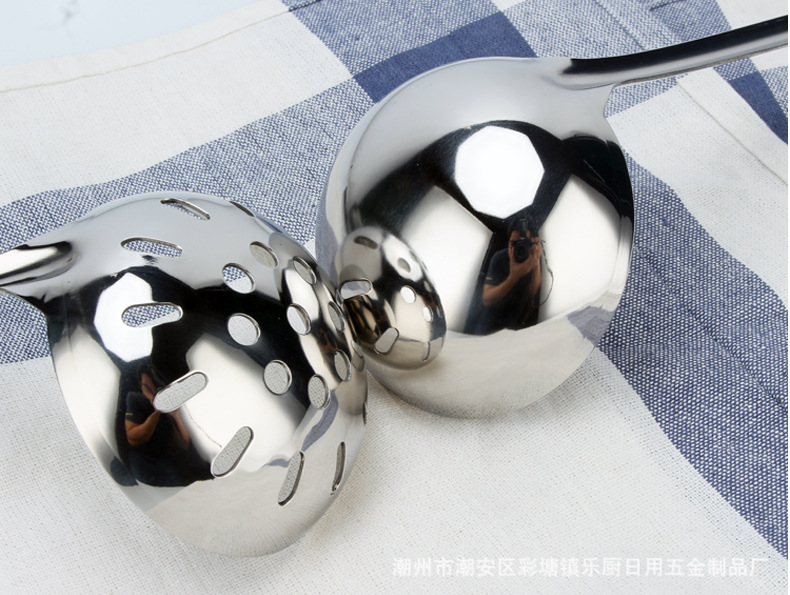 Household and commercial stainless steel hot pot spoons, small hot pot spoons, soup spoons and strainer sets, one spoon per person for serving soup pic 12