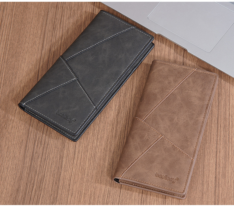新款男士长款钱包baellerry跨境多卡位三折钱夹简约商务拉链票夹详情28