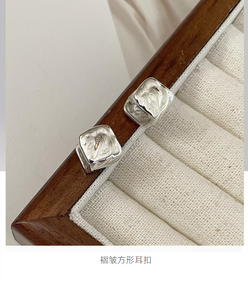 Wholesale of S925 sterling silver Korean-style textured retro square earring heavy industry minimalist Korean-style fashionable earrings pic 8