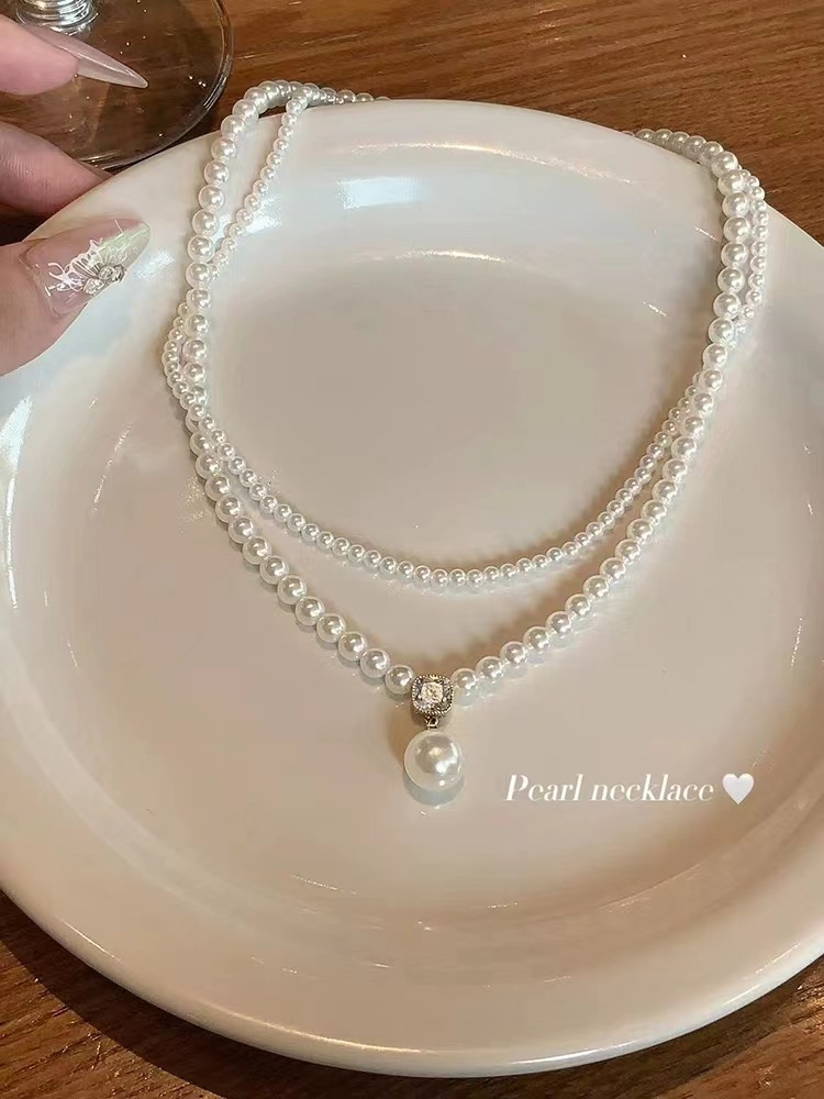 法式复古珍珠双层项链小米珠配饰女高级感轻奢小众锁骨链choker详情6