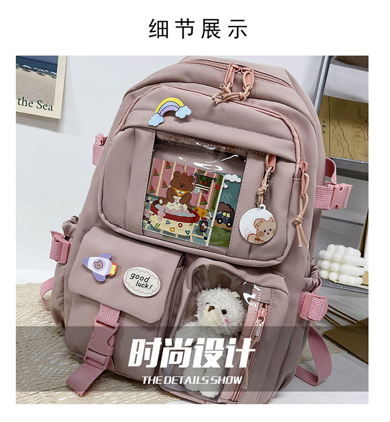 跨境学生双肩包复古纯色小清新休闲书包初中生电脑背包大学生书包详情5