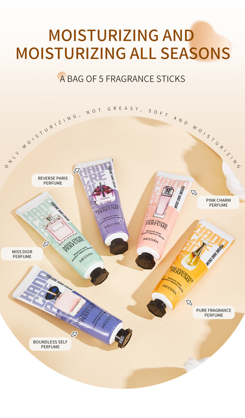 【 Exclusive for Foreign Trade 】 The Meidian Perfume Hand Cream Set is smooth, delicate, fresh and leaves a lingering fragrance. The small stick is portable pic 4