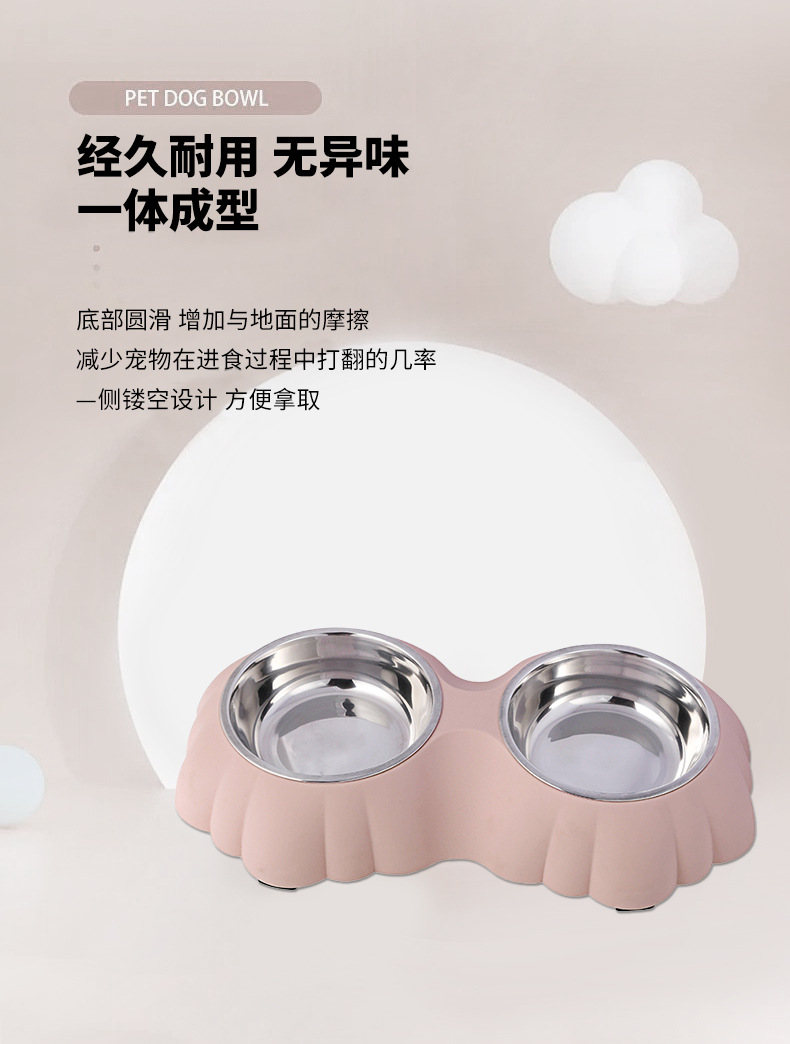 Flower stainless steel pet double bowl, pet stainless steel dog bowl, pet cat and dog basin pic 5