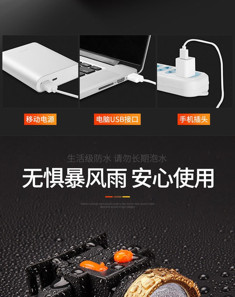 Shenyu headlamp, rechargeable, powerful flashlight, long-range ultra-bright, head-mounted night fishing, ultra-light, small, mini, waterproof pic 8