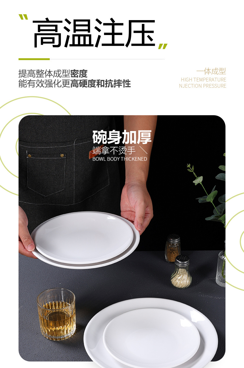 白色密胺圆形盘子酒店餐厅商用餐具仿瓷塑料加厚自助餐西餐盘子详情8