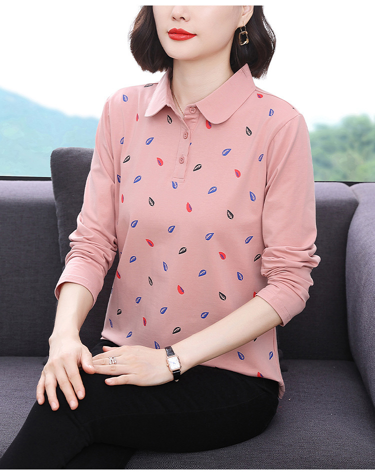 妈妈装2024年秋季新款长袖女T恤高级感小众设计宽松显瘦拼接上衣详情17