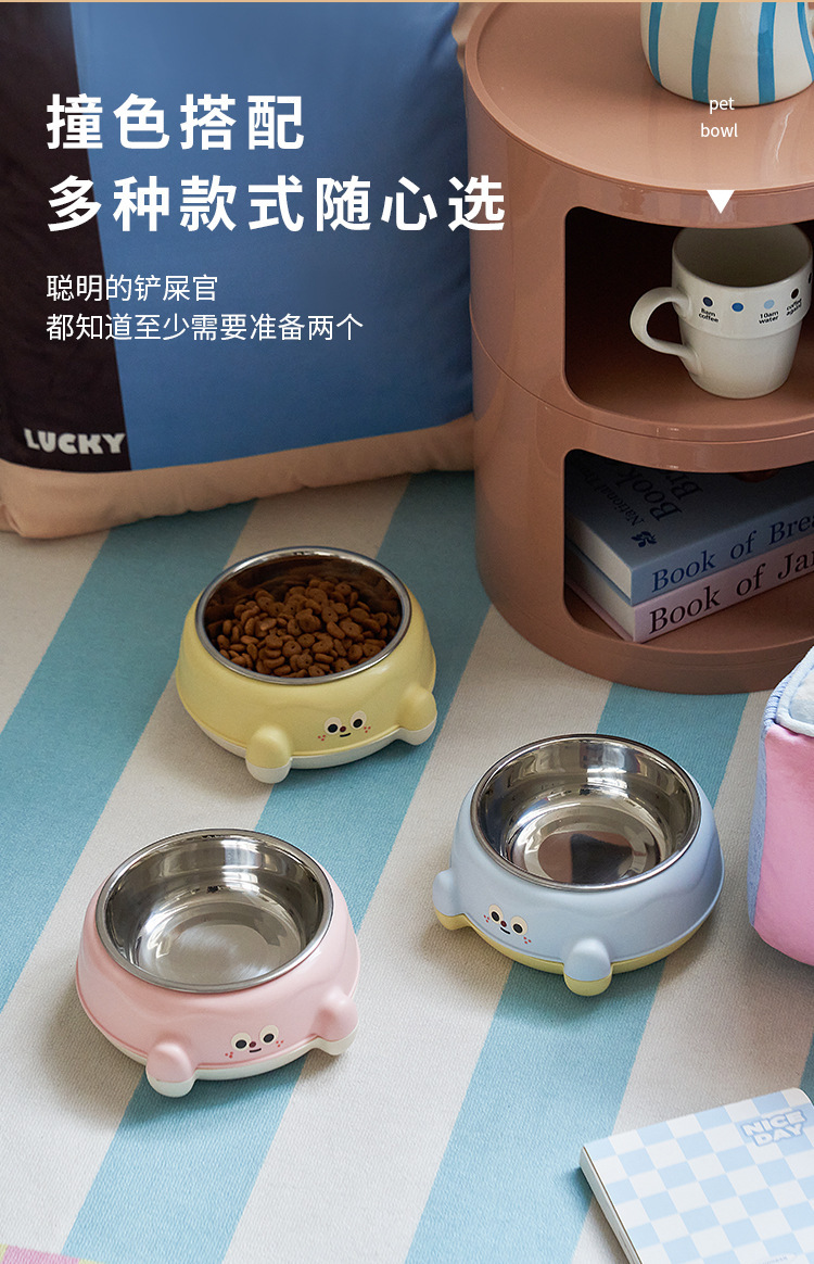 Factory pet bowl, stainless steel cat slanted neck guard drinking bowl, high-legged single bowl cat bowl, anti-slip and anti-tipping tableware pic 7