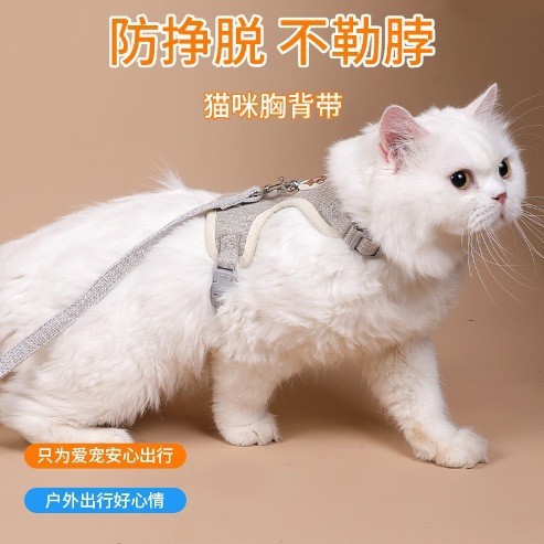 Wholesale of new cross-border pet chest and back strap vest style cat leashes and small and medium-sized dog anti-escape leashes pic 2