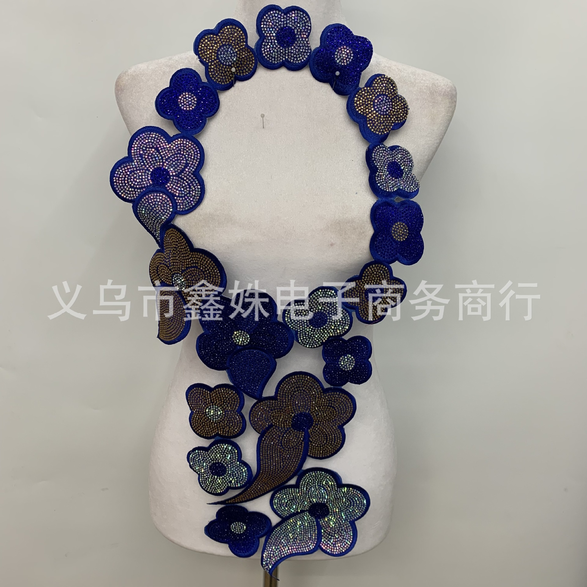 Multi-color adhesive full diamond collar flowers, multi-color large embroidered fabric stickers for stage costumes, opera and animation accessories pic 16