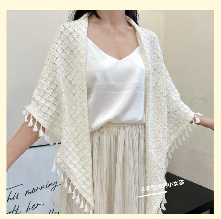 国潮旗袍披肩女外搭百搭中国风春秋新款针织外套搭配长袖三角开衫披肩详情12