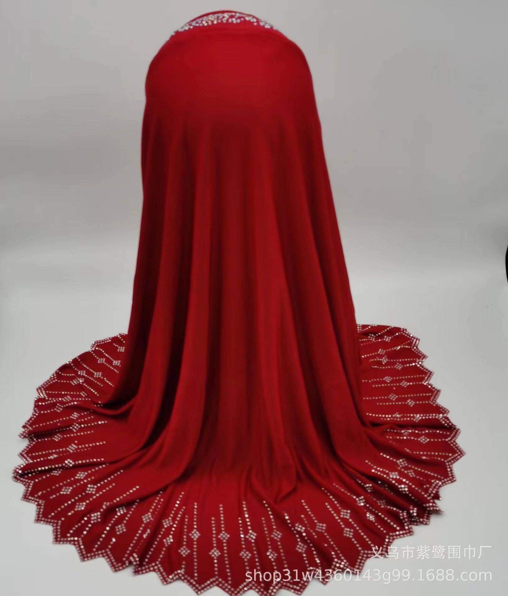 跨境货源水晶麻几何图烫钻激光边女式时尚包头帽头巾帽详情22