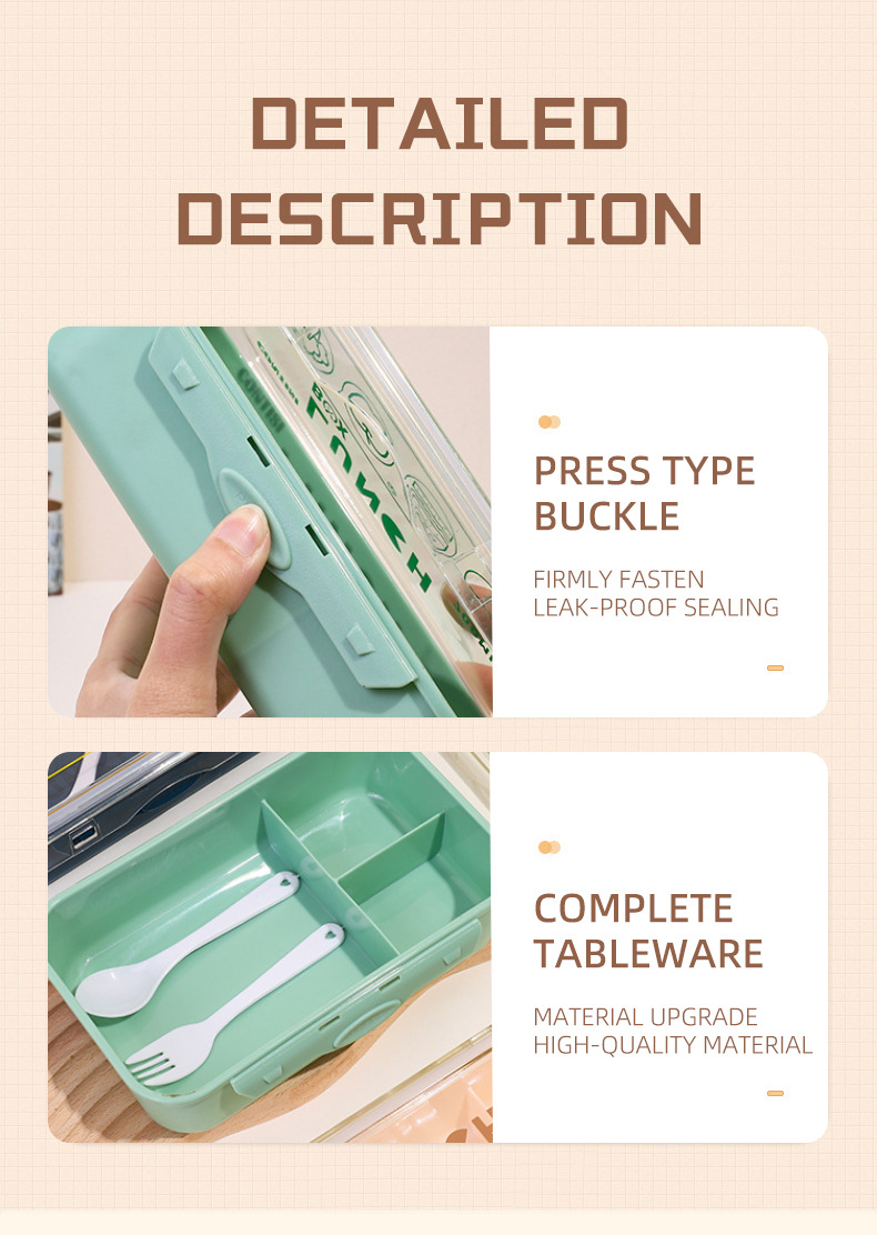 日式单层塑料饭盒批发微波炉分隔密封学生餐盒上班族便当盒详情7