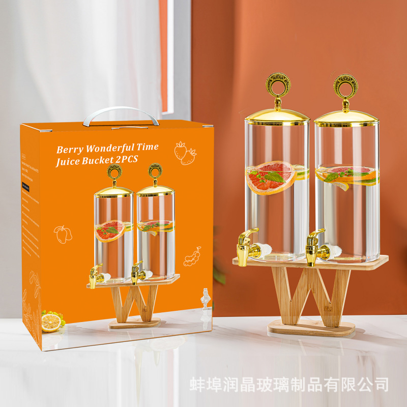 新款玻璃果汁桶家用大容量加厚泡酒啤酒冷水壶人工吹制柠檬可乐储水容器详情5