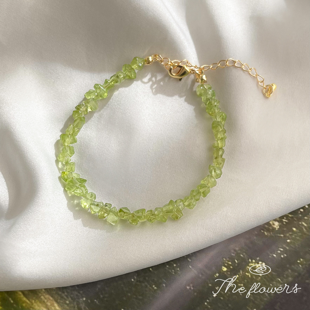 Spring and summer forest-themed peridot crystal necklace collarbone chain, fresh and sweet, natural stone necklace in shape, factory accessory pic 11