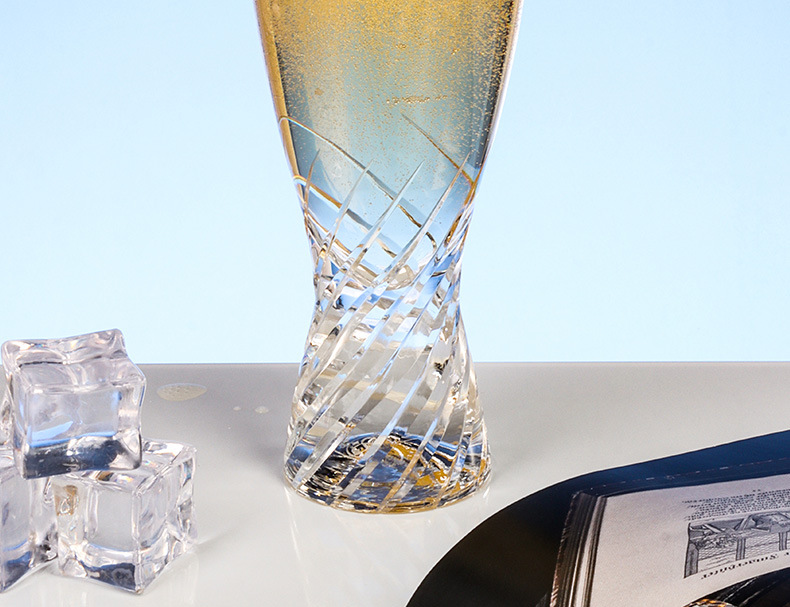 Czech imported Crystalex crystal hand-carved beer mug, simple carved high cup, light luxury classical cup pic 9