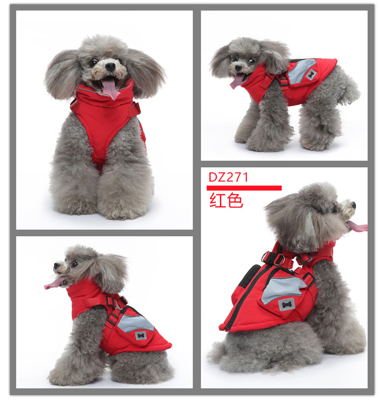 现货批发狗衣服秋冬保暖加厚猫咪棉衣反光背带泰迪比熊跨境狗衣服详情16
