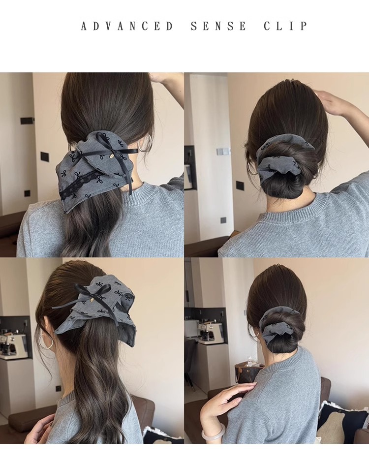 复古方形条纹大肠发圈女秋冬扎头发低马尾发绳高弹力耐用头绳皮筋详情16