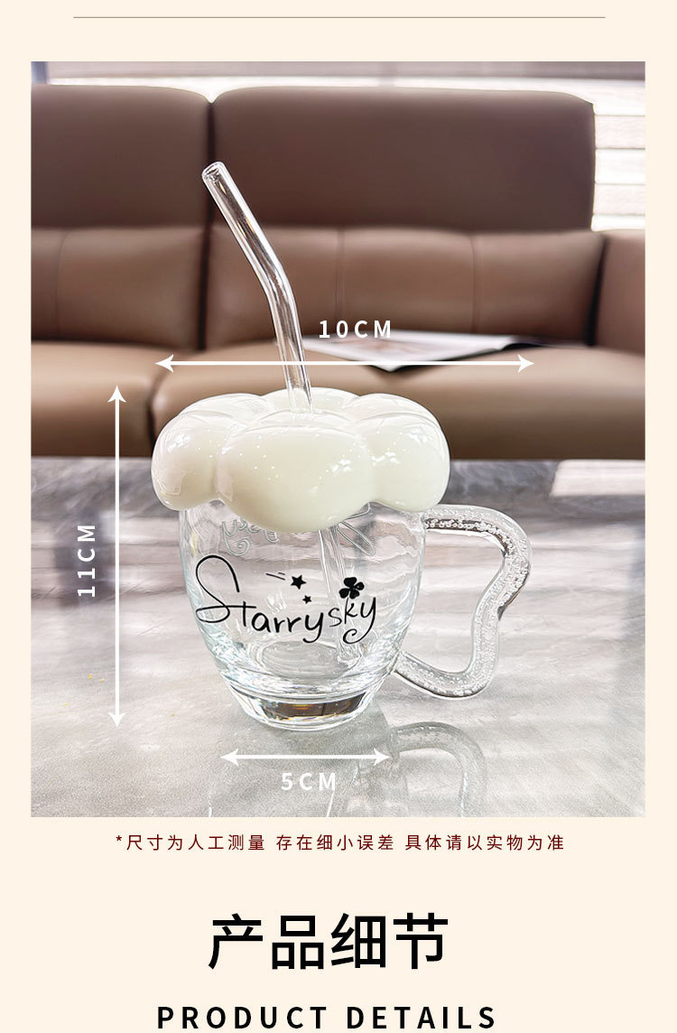 玻璃杯水杯女生情侣喝水杯子高颜值新款办公室吸管杯咖啡杯早餐杯详情3
