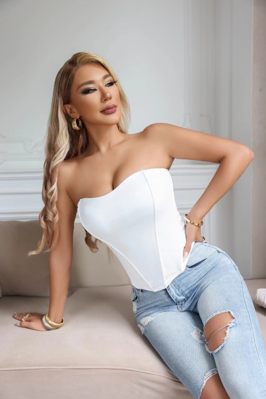 鱼骨塑身自带胸垫裹胸性感修身高腰欧美风时尚胸衣 抹胸小背心女详情10