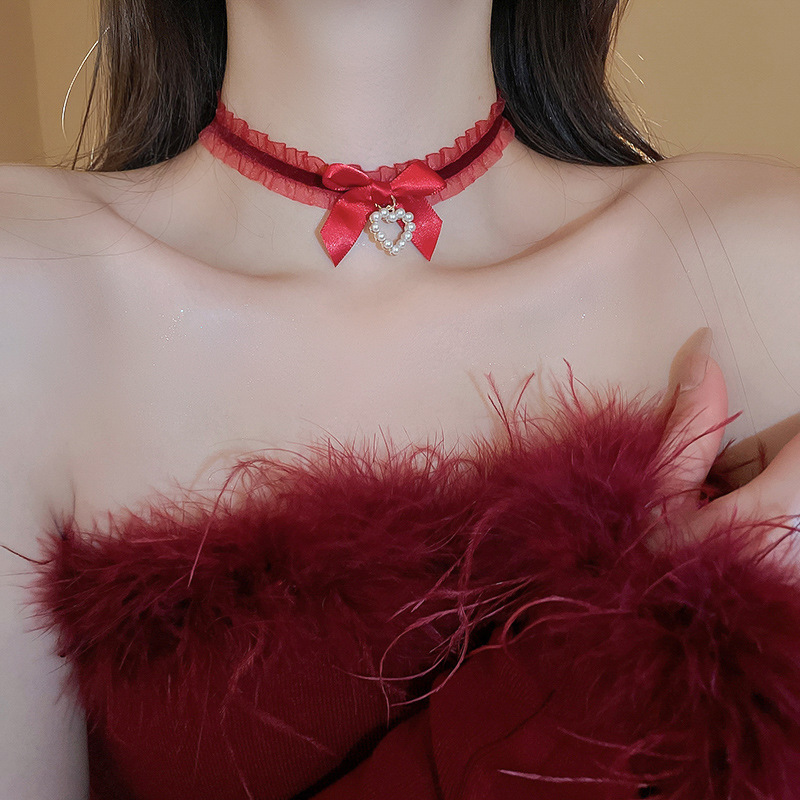 超仙珍珠蝴蝶结流苏双层项链气质高级感锁骨链时尚小众新娘饰品女详情15