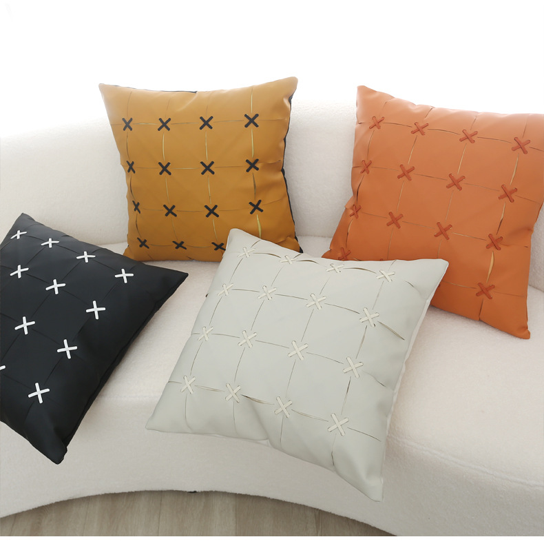 北欧简约美式皮革编绳靠枕跨境家居客厅沙发抱枕套沙发靠垫靠枕套详情5