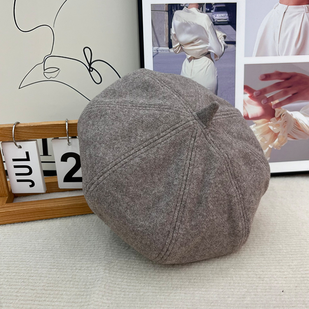 Korean style versatile autumn and winter new Beret hats for women, British retro woolen painter hats, Japanese casual octagonal hats for women pic 2