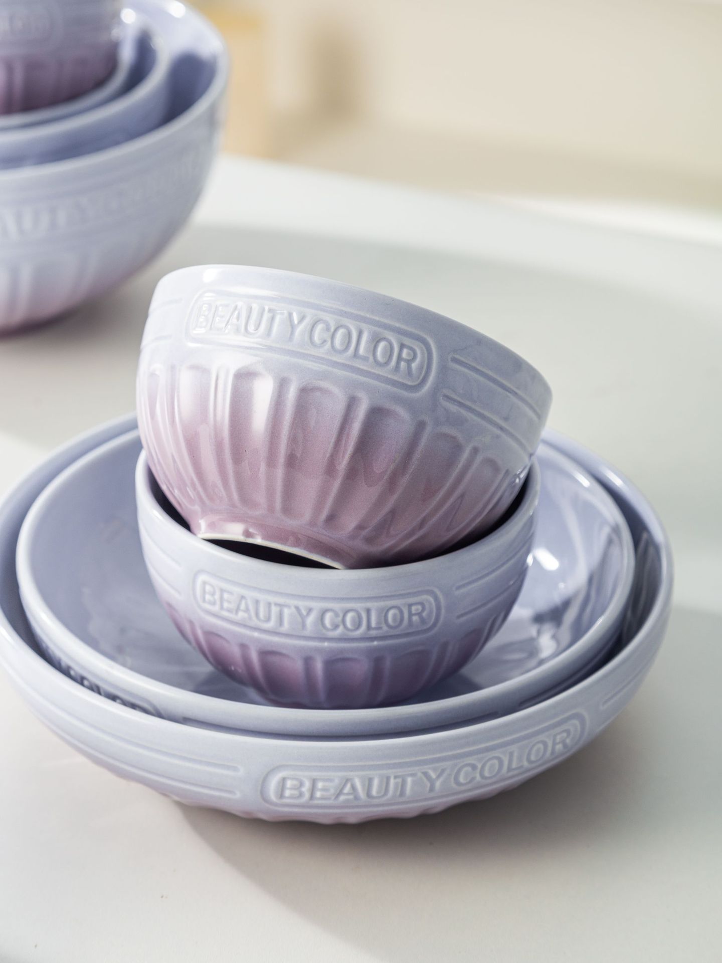 渐变紫北欧高颜值碗盘套装家用陶瓷米饭碗圆盘汤碗乔迁高级感餐具详情12