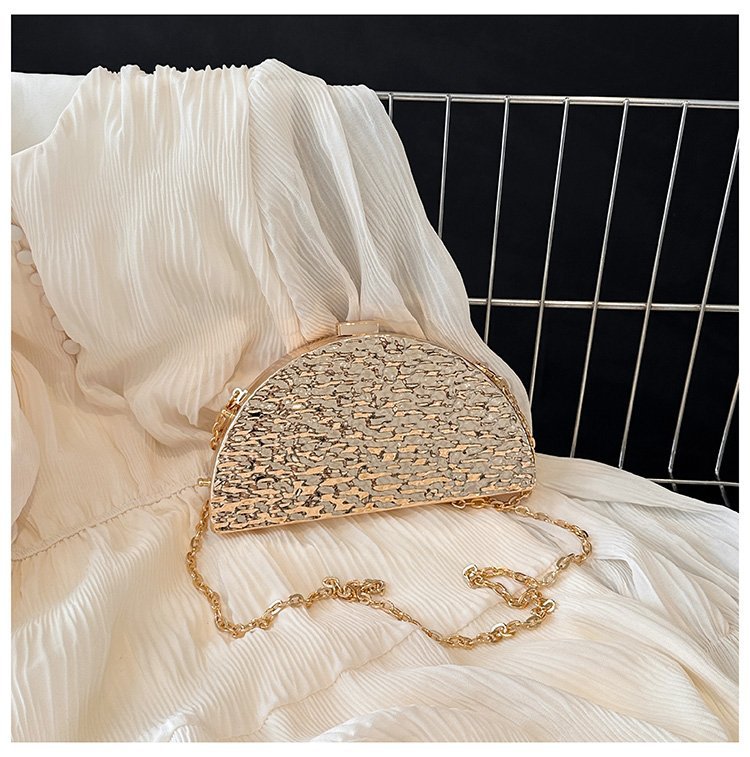 晚宴包金属2024夏季新款盒子女包链条单肩斜挎包褶皱跨镜女手机包详情58