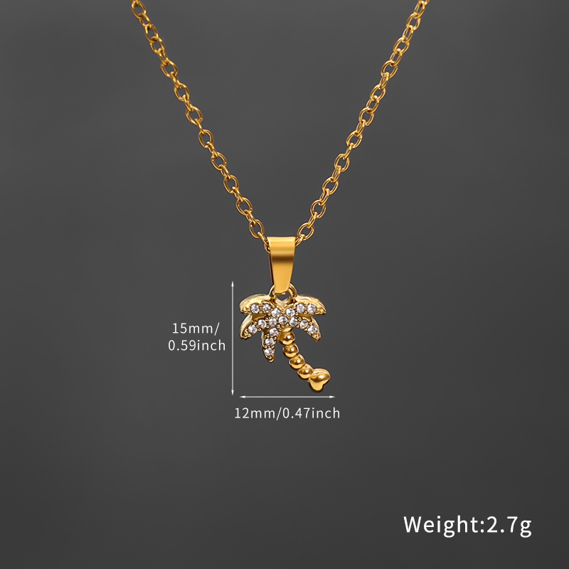 Wholesale of European and American versatile beach and ocean series diamond-encrusted small fish necklaces for women, cross-border light luxury and high-end titanium steel pendants pic 2