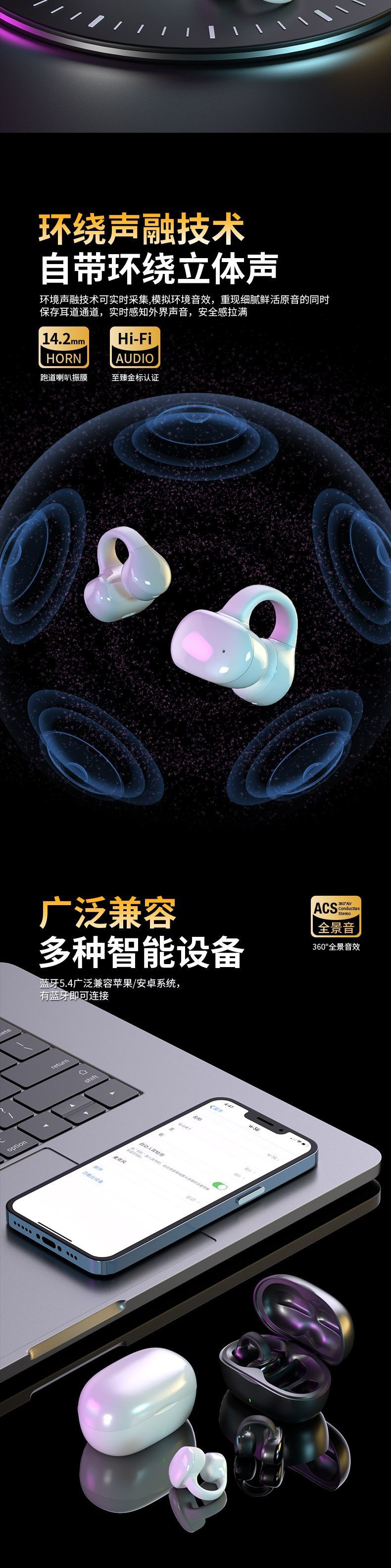 The new Berliner Sound ear-clip wireless Bluetooth headphones feature an open noise-cancelling design and an ultra-long battery life pic 5