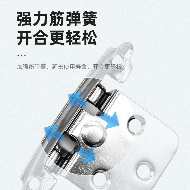 美式合页批发弹簧铁合页家具五金配件橱柜连接件缓冲直臂自关铰链详情6