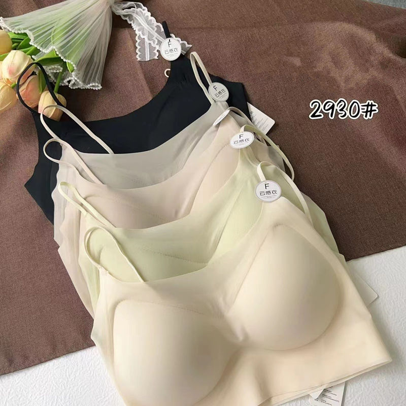 Summer ice silk traceless back beauty jelly strip underwear for women, ultra-thin gathering latex fixed cup soft support one-piece bra pic 8
