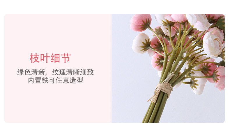 迷你仿真露莲花束小茶玫瑰家居装饰人造花新娘手捧绢花多头小玫瑰宠物园艺花盆容器详情23