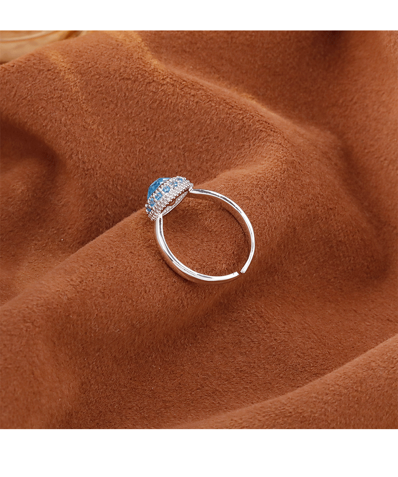 Hyacinth ligero extravagancia superflash azul marino anillo con diamantes mujer 2025 shake yin boom estilo anillo moda temperamento alto sentido anillo abierto pic 4
