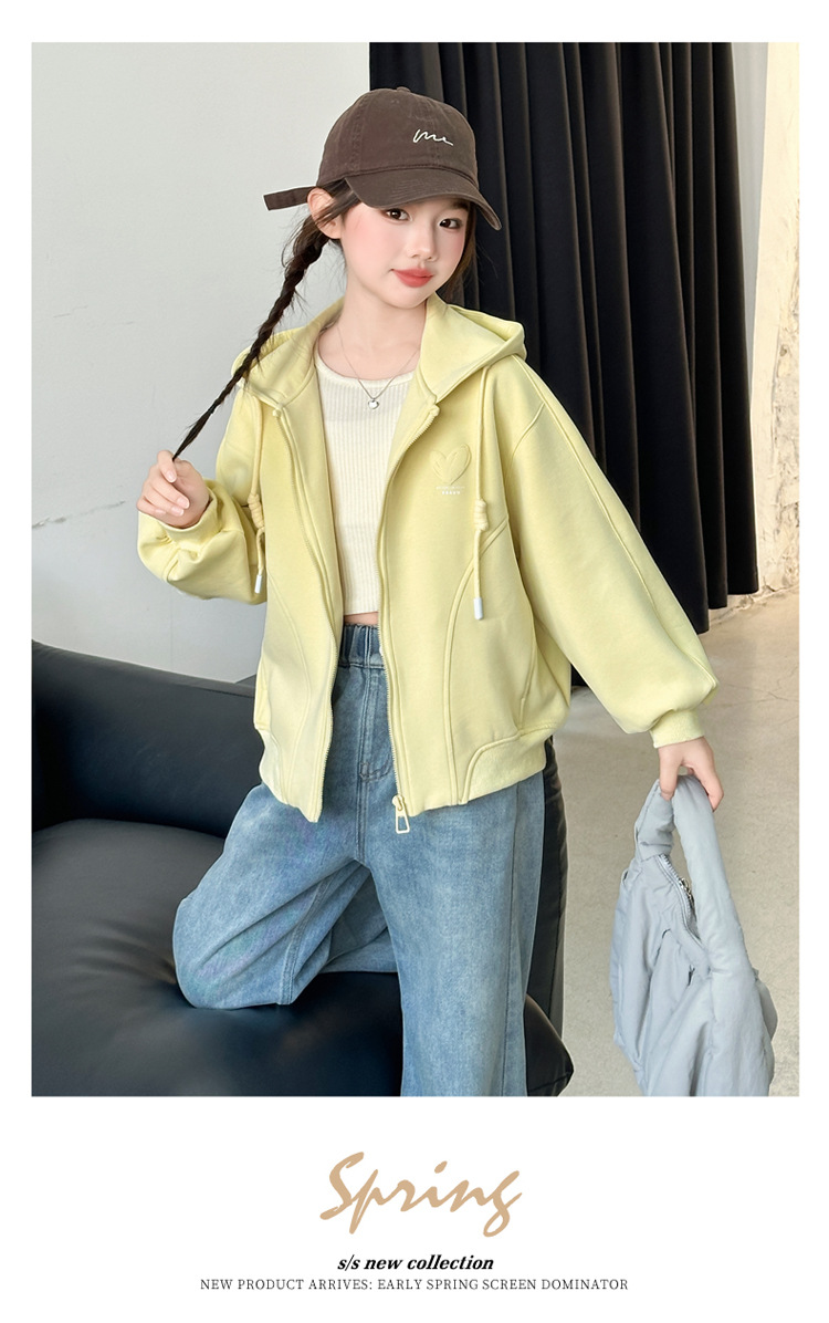 女童春秋款韩版休闲连帽卫衣外套中大童初中生洋气时尚儿童春装潮详情16