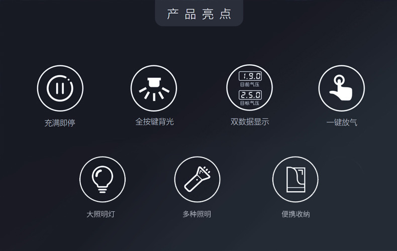 厂家直销跨境数显款车载充气泵手持无线应急便携式汽车电动车小型详情2