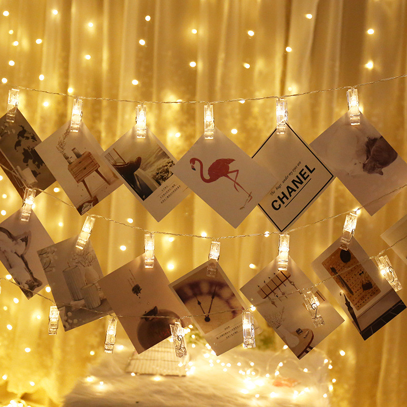 Battery box clips, light strings, photo wall decorative lights, birthday party decorations, battery box light strings, five-pointed star LED lights pic 7