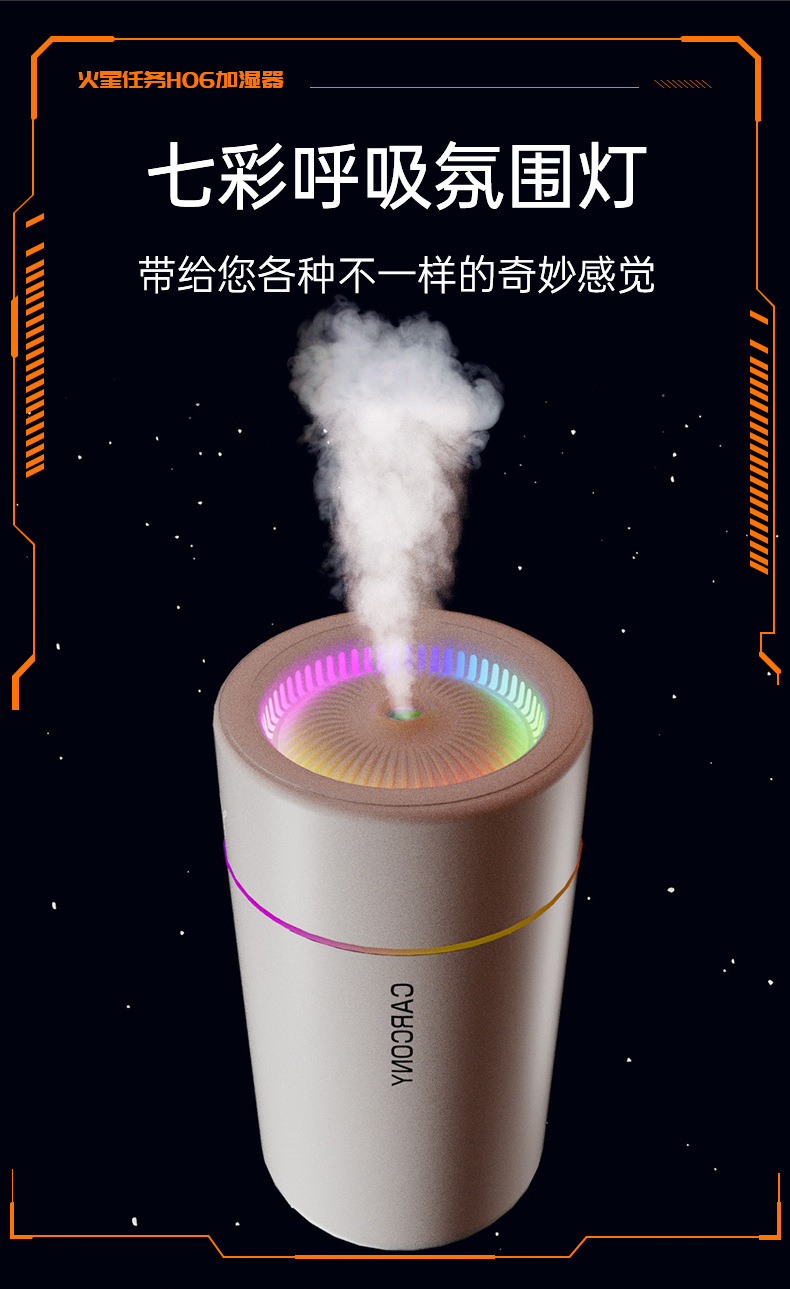 Cross-border bestseller desktop small USB humidifier, seven-color ambient light, silent spray, portable car humidifier pic 9