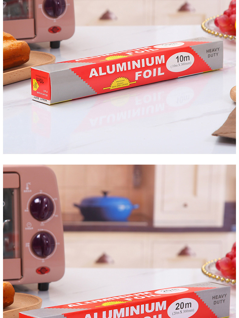 跨境加厚铝箔纸，烤箱空气炸锅家用烤肉烘焙纸 外贸英文盒装详情12
