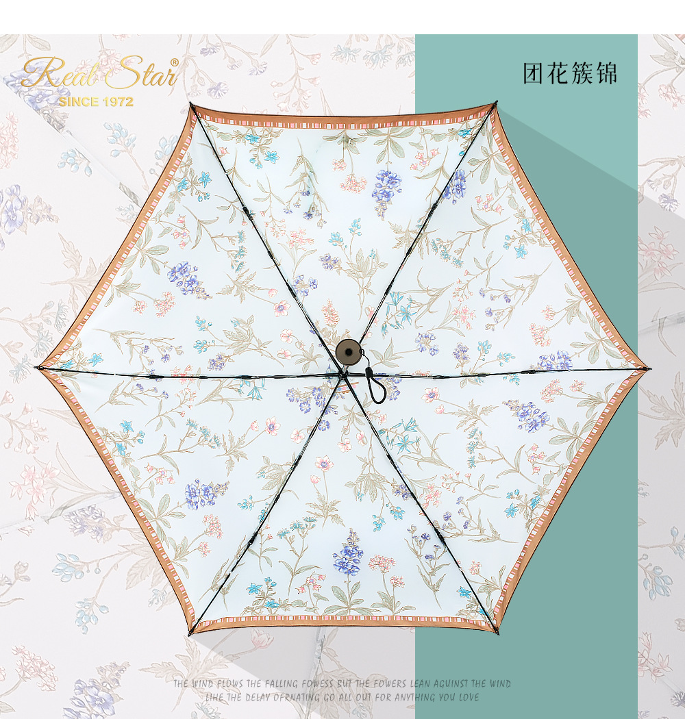 新款三折手开超轻伞台湾福懋布雨伞带印花女士时尚伞详情14