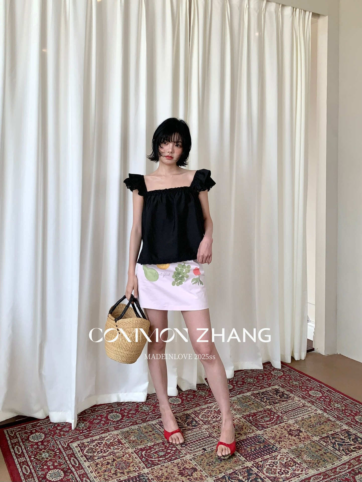 CZ ZHANG Summer Vacation Playful and youthful fruit-printed short skirt, low-waisted and versatile A-line skirt B22578 pic 23