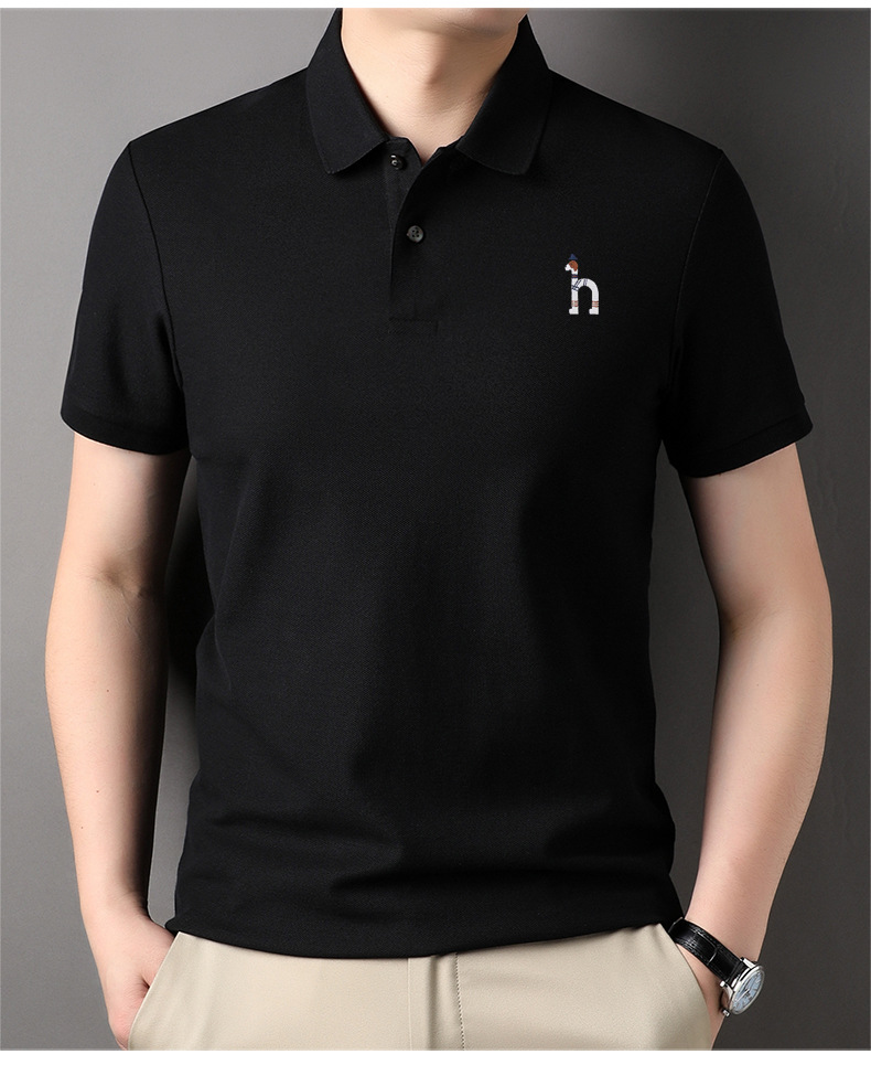 Hazzys genuine Hazzys short-sleeved T-shirt for men, pure cotton summer lapel business casual versatile half-sleeved Polo shirt pic 20