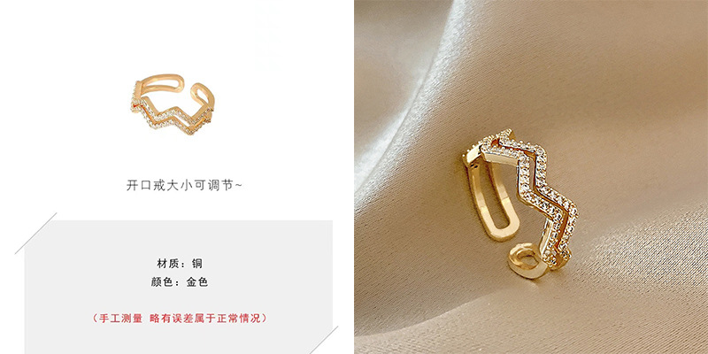 Korean-style niche light luxury ring, with a unique design sense, micro-inset zircon ring, a high-end and adjustable jewelry that is popular among Internet celebrities pic 3